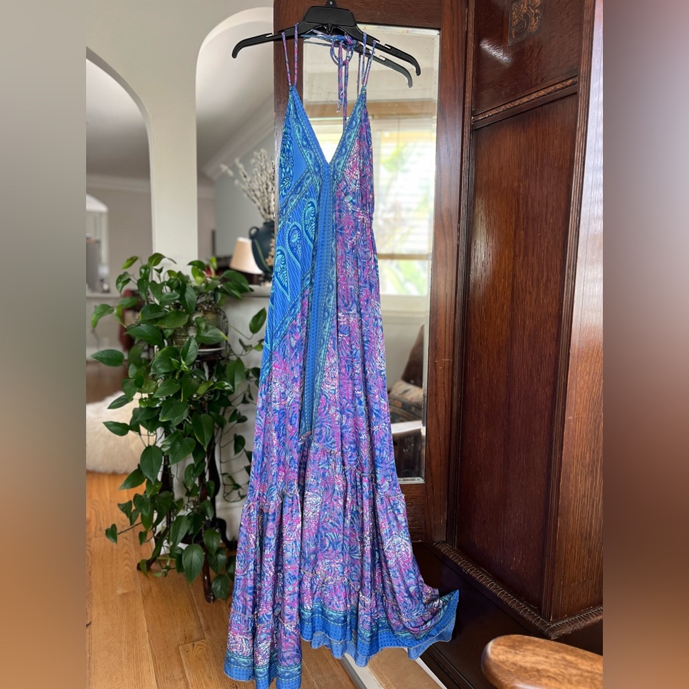 Kathmandu Imports Silk Maxi Halter Dress. EUC. Medium/Large.